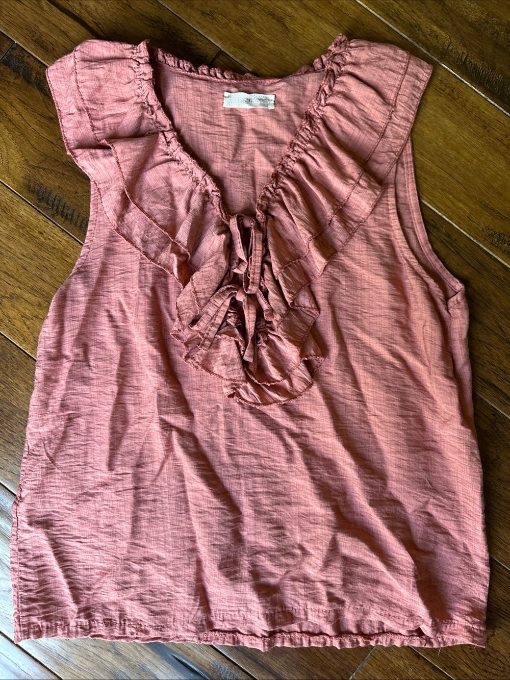 Mauve V Neck Ruffle Tank Italy Coquette Girl S M Romantic Blouse Tie Key Hole